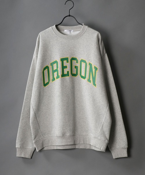 SITRY(シトリー)の「wide silhouette college print sweat shirt/ワイドシルエット カレッジロゴ スウェット シャツ/トレーナー(スウェット・メンズ・オフホワイト/杢グレー/チャコールグレー/バーガンディー/グリーン/ネイビー・M/L)」の4枚目の写真