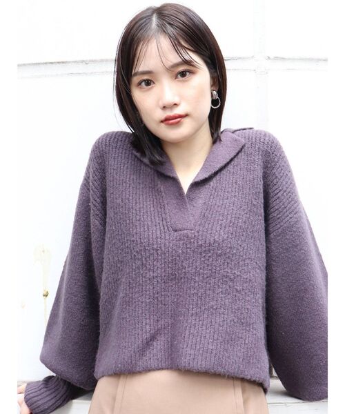 MURUA(ムルーア)の「バルキーニットポロ(ニット/セーター・レディース・アイボリー/グレー・FREE)」の21枚目の写真