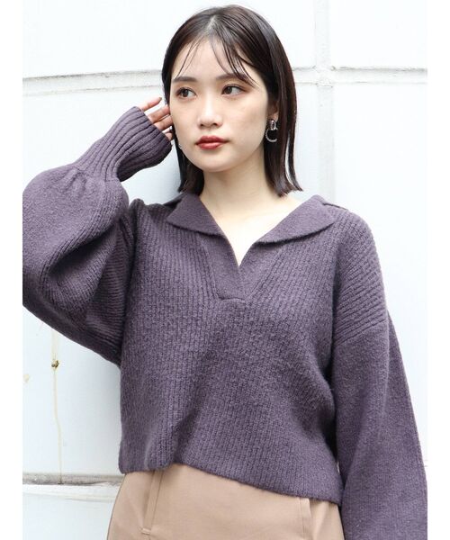 MURUA(ムルーア)の「バルキーニットポロ(ニット/セーター・レディース・アイボリー/グレー・FREE)」の16枚目の写真