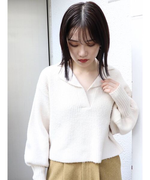 MURUA(ムルーア)の「バルキーニットポロ(ニット/セーター・レディース・アイボリー/グレー・FREE)」の14枚目の写真