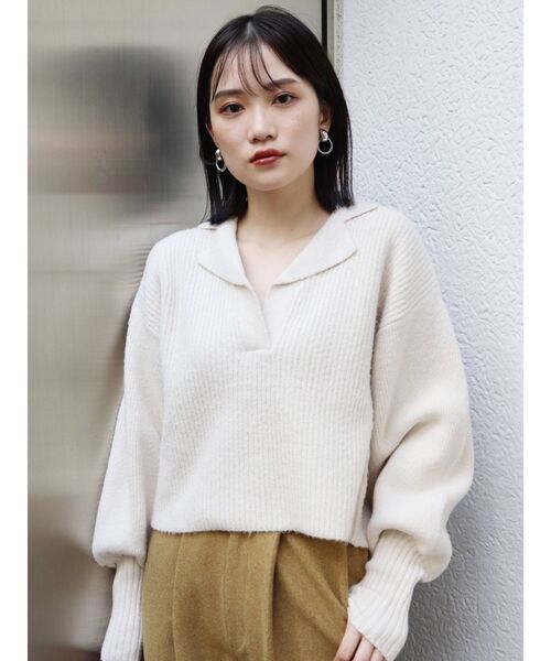 MURUA(ムルーア)の「バルキーニットポロ(ニット/セーター・レディース・アイボリー/グレー・FREE)」の22枚目の写真