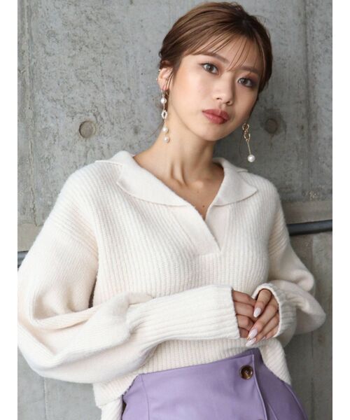 MURUA(ムルーア)の「バルキーニットポロ(ニット/セーター・レディース・アイボリー/グレー・FREE)」の15枚目の写真