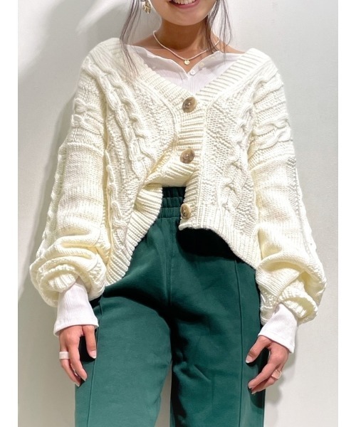 GAP(ギャップ)の「オーバーサイズ ケーブル カーディガン(カーディガン/ボレロ・レディース・ホワイト/その他/グレー・M/XS/XXS/L/S/XL)」の20枚目の写真