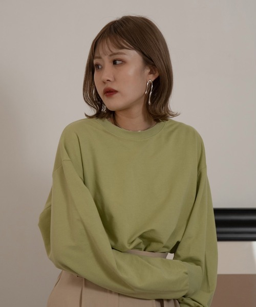 Amiur（エミレ）の「back round open sweat（スウェット・レディース・アイボリー/ブラウン/グリーン・FREE）」の7枚目の写真