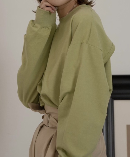 Amiur（エミレ）の「back round open sweat（スウェット・レディース・アイボリー/ブラウン/グリーン・FREE）」の16枚目の写真