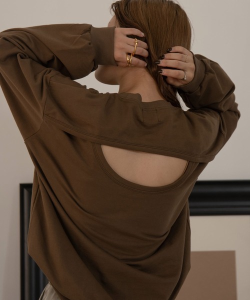 Amiur（エミレ）の「back round open sweat（スウェット・レディース・アイボリー/ブラウン/グリーン・FREE）」の15枚目の写真