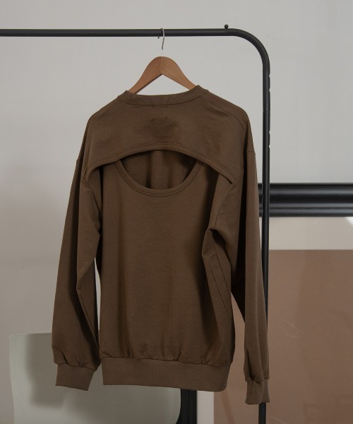 Amiur（エミレ）の「back round open sweat（スウェット・レディース・アイボリー/ブラウン/グリーン・FREE）」の6枚目の写真