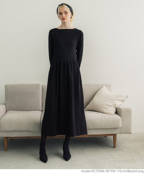 coca（coca）（コカ）の「＼新色登場／ボートネックニットワンピ―ス（ワンピース・レディース・グレー系その他/ブラック/グリーン/ベージュ/ピンク/アイボリー/カーキ・SHORT/LONG）」の9枚目の写真