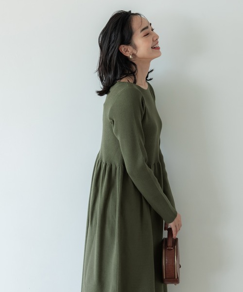 coca（coca）（コカ）の「＼新色登場／ボートネックニットワンピ―ス（ワンピース・レディース・グレー系その他/ブラック/グリーン/ベージュ/ピンク/アイボリー/カーキ・SHORT/LONG）」の20枚目の写真