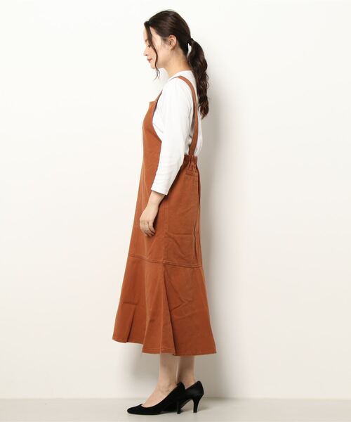 RETRO GIRL(レトロガール)の「マーメイドジャンスカOP(ジャンパースカート・レディース・ダークオレンジ/ブラック/ライトベージュ・FREE)」の4枚目の写真