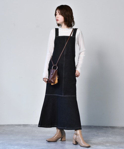 RETRO GIRL(レトロガール)の「マーメイドジャンスカOP(ジャンパースカート・レディース・ダークオレンジ/ブラック/ライトベージュ・FREE)」の2枚目の写真