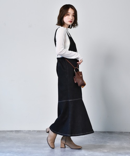 RETRO GIRL(レトロガール)の「マーメイドジャンスカOP(ジャンパースカート・レディース・ダークオレンジ/ブラック/ライトベージュ・FREE)」の6枚目の写真