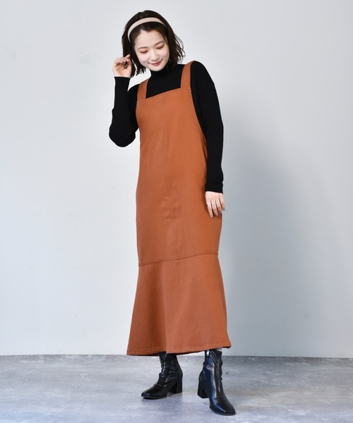 RETRO GIRL(レトロガール)の「マーメイドジャンスカOP(ジャンパースカート・レディース・ダークオレンジ/ブラック/ライトベージュ・FREE)」の11枚目の写真