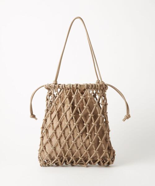 green label relaxing(グリーンレーベルリラクシング)の「メッシュ × エコファー 2WAY バッグ(トートバッグ・レディース・ブラック/ベージュ・FREE)」の4枚目の写真