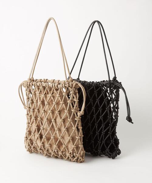 green label relaxing(グリーンレーベルリラクシング)の「メッシュ × エコファー 2WAY バッグ(トートバッグ・レディース・ブラック/ベージュ・FREE)」の16枚目の写真