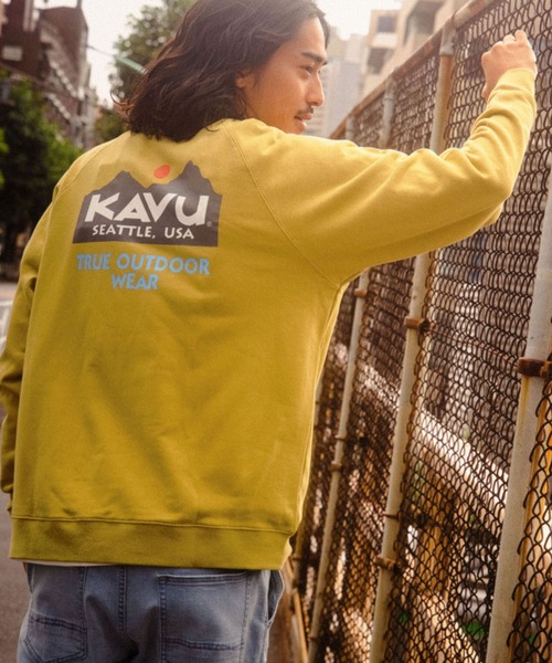 KAVU(カブー)の「【KAVU(カブー)】別注TRUE LOGO POCKET SWEAT(Tシャツ/カットソー・メンズ・ネイビー/アイボリー/マスタード・MEDIUM/LARGE)」の3枚目の写真