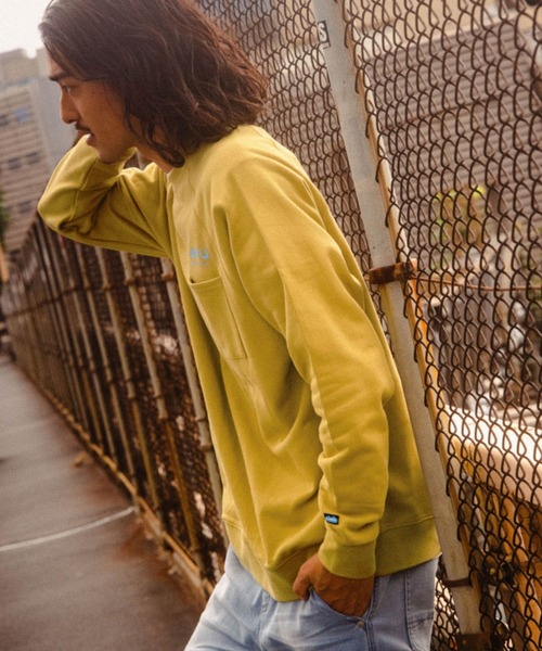 KAVU(カブー)の「【KAVU(カブー)】別注TRUE LOGO POCKET SWEAT(Tシャツ/カットソー・メンズ・ネイビー/アイボリー/マスタード・MEDIUM/LARGE)」の8枚目の写真