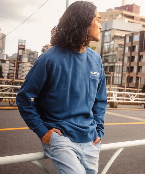 KAVU(カブー)の「【KAVU(カブー)】別注TRUE LOGO POCKET SWEAT(Tシャツ/カットソー・メンズ・ネイビー/アイボリー/マスタード・MEDIUM/LARGE)」の9枚目の写真