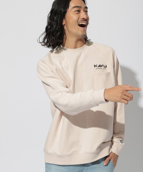 KAVU(カブー)の「【KAVU(カブー)】別注TRUE LOGO POCKET SWEAT(Tシャツ/カットソー・メンズ・ネイビー/アイボリー/マスタード・MEDIUM/LARGE)」の10枚目の写真