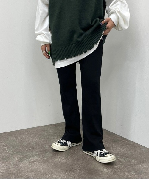 apres jour mignon(アプレジュールミニョン)の「カットオフリブパンツ【ZOZOTOWN限定アイテム】(その他パンツ・レディース・マスタード/ブラック/グリーン/オレンジ/レッド・MEDIUM/SMALL/X-LARGE)」の2枚目の写真
