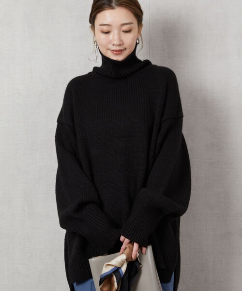 FREAK'S STORE（フリークスストア）の「▽【WEB限定】カラータートルニット(ハイネックニット)（ニット/セーター・レディース・ブラック/ベージュ/パープル/オフホワイト/イエロー/ブルー/グリーン・ﾌﾘ-）」の3枚目の写真