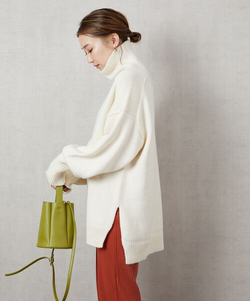 FREAK'S STORE（フリークスストア）の「▽【WEB限定】カラータートルニット(ハイネックニット)（ニット/セーター・レディース・ブラック/ベージュ/パープル/オフホワイト/イエロー/ブルー/グリーン・ﾌﾘ-）」の16枚目の写真