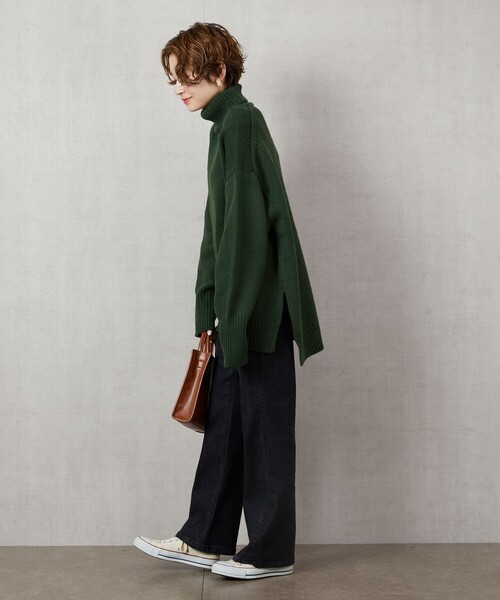 FREAK'S STORE（フリークスストア）の「▽【WEB限定】カラータートルニット(ハイネックニット)（ニット/セーター・レディース・ブラック/ベージュ/パープル/オフホワイト/イエロー/ブルー/グリーン・ﾌﾘ-）」の9枚目の写真