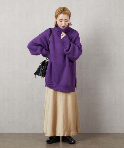 FREAK'S STORE（フリークスストア）の「▽【WEB限定】カラータートルニット(ハイネックニット)（ニット/セーター・レディース・ブラック/ベージュ/パープル/オフホワイト/イエロー/ブルー/グリーン・ﾌﾘ-）」の17枚目の写真