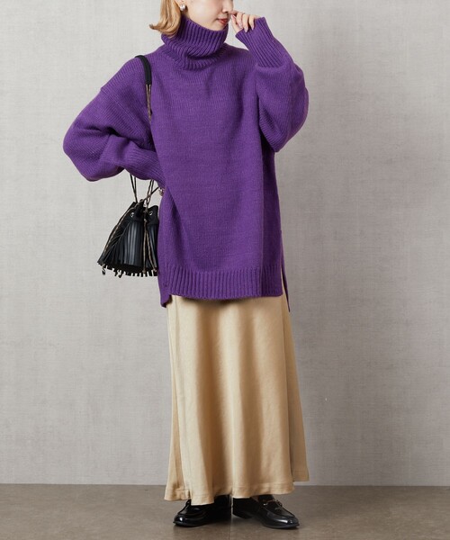 FREAK'S STORE（フリークスストア）の「▽【WEB限定】カラータートルニット(ハイネックニット)（ニット/セーター・レディース・ブラック/ベージュ/パープル/オフホワイト/イエロー/ブルー/グリーン・ﾌﾘ-）」の22枚目の写真