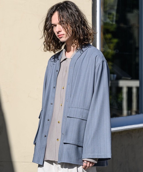 CASPER JOHN（キャスパージョン）の「Ring snap shirt cardigan/リングスナップシャツカーディガン（カーディガン/ボレロ・メンズ・ブラック/ベージュ/サックスブルー・SMALL/MEDIUM/LARGE）」の3枚目の写真