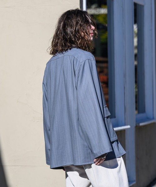 CASPER JOHN（キャスパージョン）の「Ring snap shirt cardigan/リングスナップシャツカーディガン（カーディガン/ボレロ・メンズ・ブラック/ベージュ/サックスブルー・SMALL/MEDIUM/LARGE）」の4枚目の写真