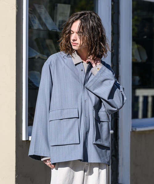 CASPER JOHN（キャスパージョン）の「Ring snap shirt cardigan/リングスナップシャツカーディガン（カーディガン/ボレロ・メンズ・ブラック/ベージュ/サックスブルー・SMALL/MEDIUM/LARGE）」の6枚目の写真