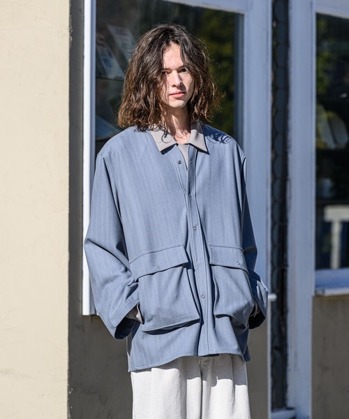 CASPER JOHN（キャスパージョン）の「Ring snap shirt cardigan/リングスナップシャツカーディガン（カーディガン/ボレロ・メンズ・ブラック/ベージュ/サックスブルー・SMALL/MEDIUM/LARGE）」の7枚目の写真