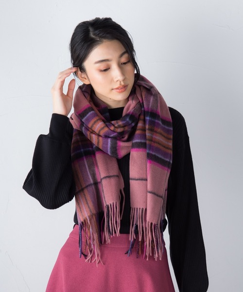 ketty（ケティ）の「カシミアブレンドタータンチェックストール ≪手洗い可能≫（マフラー・レディース・ピンク/グレー/ネイビー・FREE）」の15枚目の写真