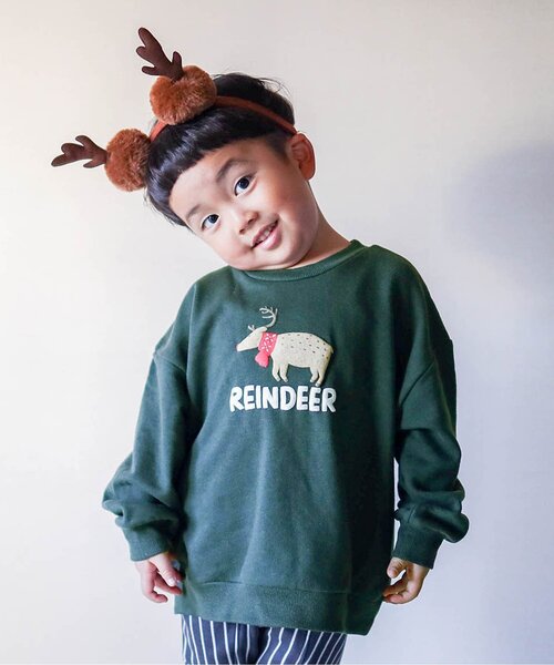 BREEZE(ブリーズ)の「クリスマスモチーフトレーナー(スウェット・キッズ・グレー/ブラック/ブラウン/ダークグリーン/マスタード/ネイビー/ダークブルー/アイボリー/サーモンピンク/エンジ・90/80/130/140/100/120/110)」の5枚目の写真