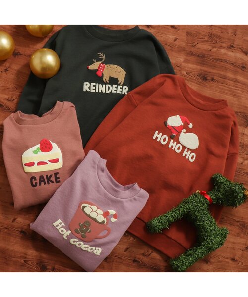 BREEZE(ブリーズ)の「クリスマスモチーフトレーナー(スウェット・キッズ・グレー/ブラック/ブラウン/ダークグリーン/マスタード/ネイビー/ダークブルー/アイボリー/サーモンピンク/エンジ・90/80/130/140/100/120/110)」の16枚目の写真