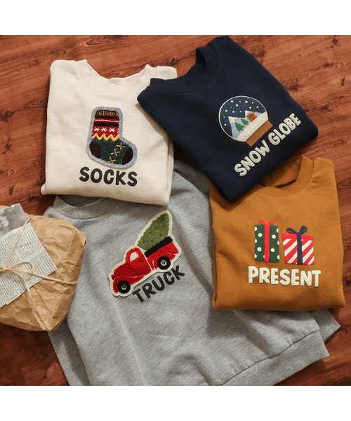 BREEZE(ブリーズ)の「クリスマスモチーフトレーナー(スウェット・キッズ・グレー/ブラック/ブラウン/ダークグリーン/マスタード/ネイビー/ダークブルー/アイボリー/サーモンピンク/エンジ・90/80/130/140/100/120/110)」の21枚目の写真