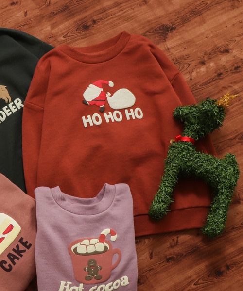 BREEZE(ブリーズ)の「クリスマスモチーフトレーナー(スウェット・キッズ・グレー/ブラック/ブラウン/ダークグリーン/マスタード/ネイビー/ダークブルー/アイボリー/サーモンピンク/エンジ・90/80/130/140/100/120/110)」の10枚目の写真