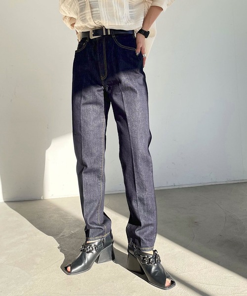 PAGEBOY（ページボーイ）の「ドレスジーンズ（デニムパンツ・レディース・サックスブルー/インディゴブルー・25inch/26inch/27inch）」の4枚目の写真