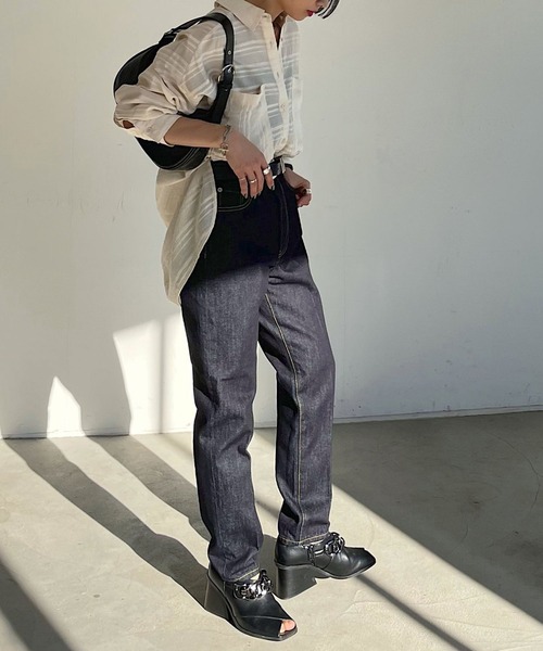 PAGEBOY（ページボーイ）の「ドレスジーンズ（デニムパンツ・レディース・サックスブルー/インディゴブルー・25inch/26inch/27inch）」の5枚目の写真