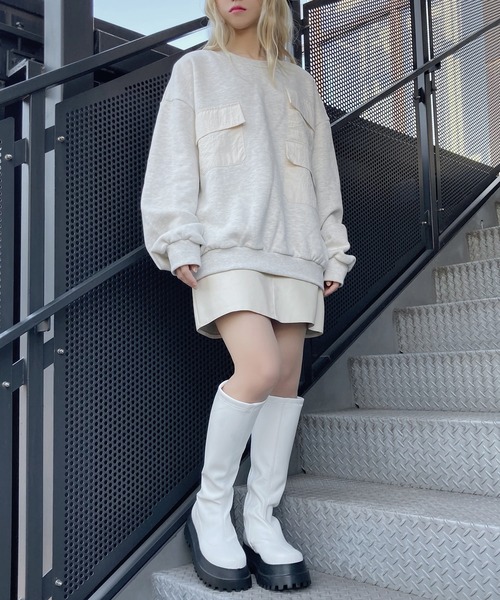 Figments（フィグメンツ）の「3ポケットスウェット（スウェット・レディース・ブラック/オートミール・FREE）」の5枚目の写真