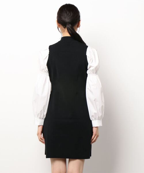 FREE'S MART（フリーズマート）の「布帛ドッキングパフスリーブミニ丈ワンピース（ワンピース・レディース・ベージュ/ブラック・FREE）」の3枚目の写真