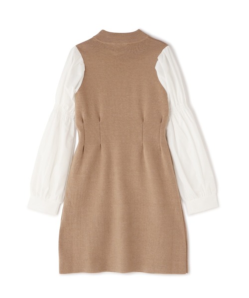 FREE'S MART（フリーズマート）の「布帛ドッキングパフスリーブミニ丈ワンピース（ワンピース・レディース・ベージュ/ブラック・FREE）」の13枚目の写真