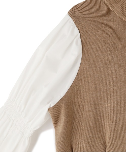 FREE'S MART（フリーズマート）の「布帛ドッキングパフスリーブミニ丈ワンピース（ワンピース・レディース・ベージュ/ブラック・FREE）」の15枚目の写真