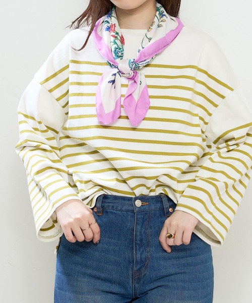 natural couture（ナチュラルクチュール）の「ちょいゆるナバルボーダーT（Tシャツ/カットソー・レディース・ブラック/ベージュ/ブルー/ラベンダー/イエロー・FREE）」の5枚目の写真
