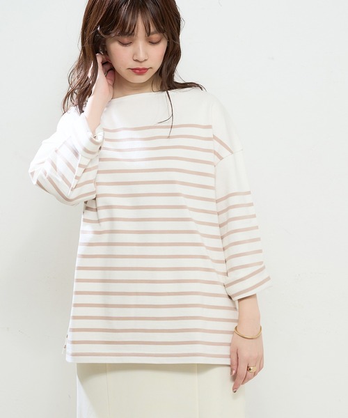 natural couture（ナチュラルクチュール）の「ちょいゆるナバルボーダーT（Tシャツ/カットソー・レディース・ブラック/ベージュ/ブルー/ラベンダー/イエロー・FREE）」の11枚目の写真