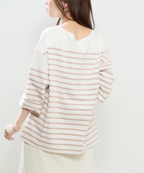 natural couture（ナチュラルクチュール）の「ちょいゆるナバルボーダーT（Tシャツ/カットソー・レディース・ブラック/ベージュ/ブルー/ラベンダー/イエロー・FREE）」の12枚目の写真