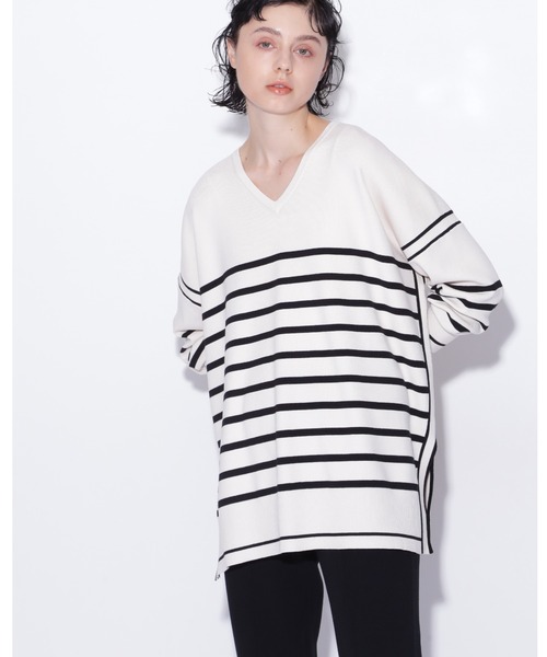 BOSCH(ボッシュ)の「◆ニットセットアップボーダートップス(Tシャツ/カットソー・レディース・ホワイト系その他・38)」の1枚目の写真