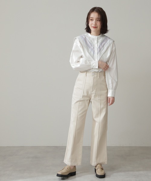 N.（N. Natural Beauty Basic）（エヌエヌナチュラルビューティーベーシック）の「◆ＭＩＸストライプシャツ（シャツ/ブラウス・レディース・オフホワイト/ブルー・MEDIUM）」の8枚目の写真