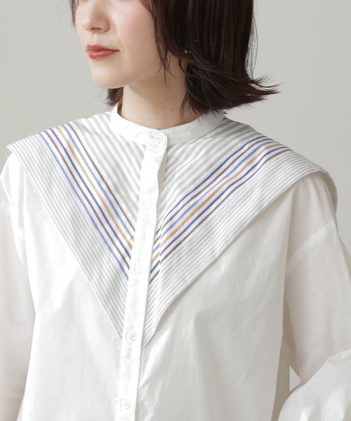 N.（N. Natural Beauty Basic）（エヌエヌナチュラルビューティーベーシック）の「◆ＭＩＸストライプシャツ（シャツ/ブラウス・レディース・オフホワイト/ブルー・MEDIUM）」の18枚目の写真